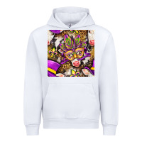 White Mardi Gras cow with carnival mask seamless pattern Urban Hoodie - BundleAndBundleShop