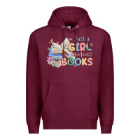 Burgundy just a girl who loves books Premium Hoodie - MaliasSmallBusiness