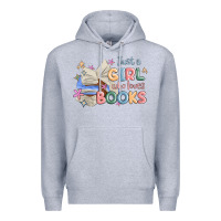 Heather Grey just a girl who loves books Premium Hoodie - MaliasSmallBusiness