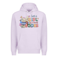 Lilac just a girl who loves books Premium Hoodie - MaliasSmallBusiness