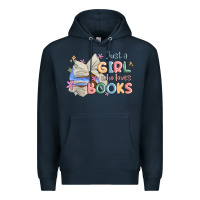 Navy just a girl who loves books Premium Hoodie - MaliasSmallBusiness