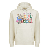 Oatmeal Heather just a girl who loves books Premium Hoodie - MaliasSmallBusiness