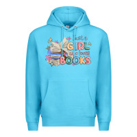 Ocean Blue just a girl who loves books Premium Hoodie - MaliasSmallBusiness