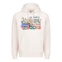 Pale Pink just a girl who loves books Premium Hoodie - MaliasSmallBusiness