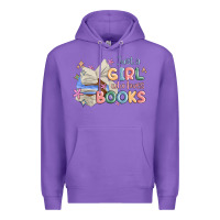 Purple just a girl who loves books Premium Hoodie - MaliasSmallBusiness