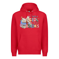 Red just a girl who loves books Premium Hoodie - MaliasSmallBusiness