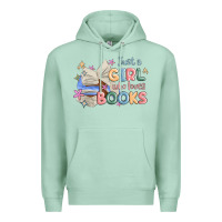 Seafoam just a girl who loves books Premium Hoodie - MaliasSmallBusiness