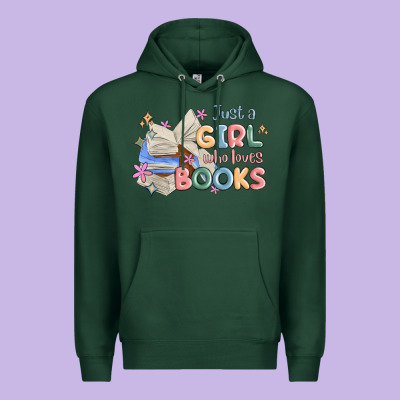 Just A Girl Who Loves Books Premium Hoodie Designed By Maliassmallbusiness