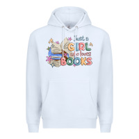 White just a girl who loves books Premium Hoodie - MaliasSmallBusiness