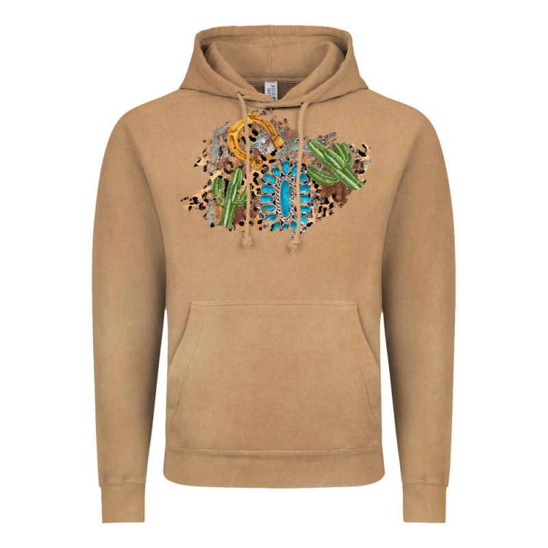 Horseshoe Leopard Gemstone Cactus Patch Vintage Hoodie by AdoDesignShop | Teevron