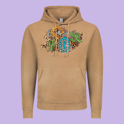 Horseshoe Leopard Gemstone Cactus Patch Vintage Hoodie Designed By Adodesignshop