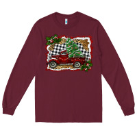 Burgundy christmas truck with tree Long Sleeve Tee - RanaPortraitStore