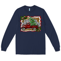Navy christmas truck with tree Long Sleeve Tee - RanaPortraitStore