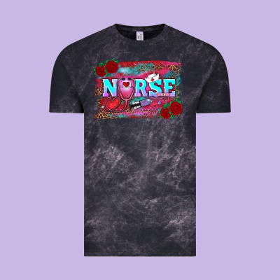 Vintage Tee valentines day nurse with leopard and turquoise ba