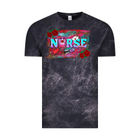 Cloud Black valentines day nurse with leopard and turquoise ba Vintage Tee - RanaPortraitStore