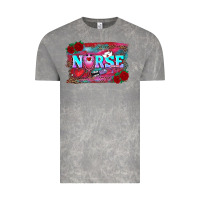 Cloud Rock valentines day nurse with leopard and turquoise ba Vintage Tee - RanaPortraitStore