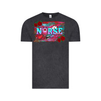 Vintage Black valentines day nurse with leopard and turquoise ba Vintage Tee - RanaPortraitStore