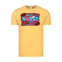 Vintage Mustard valentines day nurse with leopard and turquoise ba Vintage Tee - RanaPortraitStore
