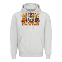 Dove Grey hey there pumpkin Zipper Hoodie - RacoonDesign