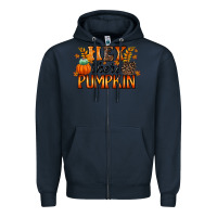 Navy hey there pumpkin Zipper Hoodie - RacoonDesign