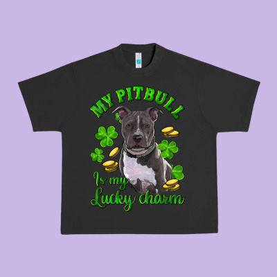 St. Patrick's Day My Pitbull Is My Lucky Charm Urban Heavy Tee Designed By Ranaportraitstore