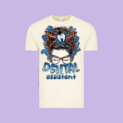 Dental Assistant Messy Bun Vintage Tee Designed By Barkaloodesign