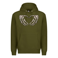 Army Green skeleton heart Premium Hoodie - MaliasSmallBusiness