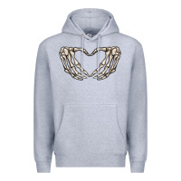 Heather Grey skeleton heart Premium Hoodie - MaliasSmallBusiness