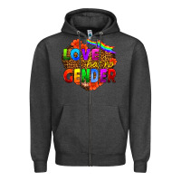 Charcoal Heather love has no gender Zipper Hoodie - HRA Design Shop