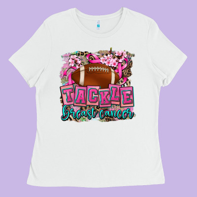Tackle Breast Cancer Ladies Tee Designed By Adodesignshop
