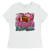 White tackle breast cancer Ladies Tee - AdoDesignShop