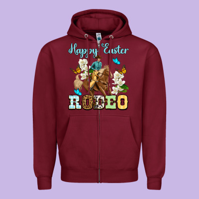 Happy Easter Rodeo Zipper Hoodie Designed By Oliviacreatesart