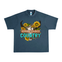 Midnight Navy born and raised country tbw Urban Heavy Tee - texasbilliewilder