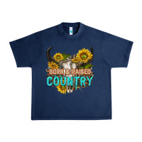 Navy born and raised country tbw Urban Heavy Tee - texasbilliewilder