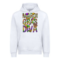 White Mardi Gras diva Urban Hoodie - BundleAndBundleShop