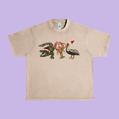 Christmas Alligator Pelican Crawfish Urban Heavy Tee Designed By Barkaloodesign