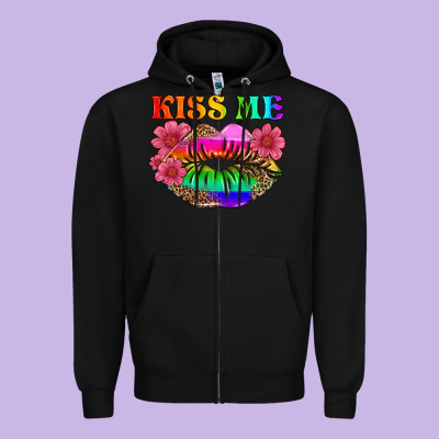 Lgbtq Kiss Me Zipper Hoodie Designed By Hra Design Shop