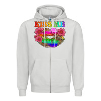 Dove Grey lgbtq kiss me Zipper Hoodie - HRA Design Shop