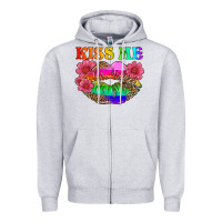 Heather Grey lgbtq kiss me Zipper Hoodie - HRA Design Shop