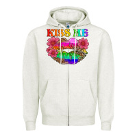 Oatmeal Heather lgbtq kiss me Zipper Hoodie - HRA Design Shop