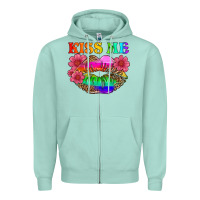 Seafoam lgbtq kiss me Zipper Hoodie - HRA Design Shop