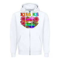 White lgbtq kiss me Zipper Hoodie - HRA Design Shop