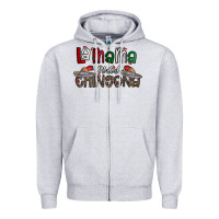 Heather Grey la mama mas chingona Zipper Hoodie - CowhideDigitalArt