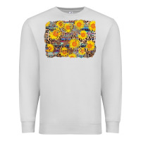 Dove Grey aztec sunflower leopard background Premium Sweatshirt - AdoDesignShop