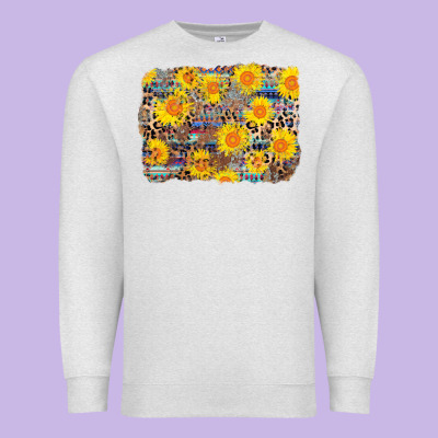 Aztec Sunflower Leopard Background Premium Sweatshirt Designed By Adodesignshop