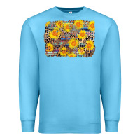 Ocean Blue aztec sunflower leopard background Premium Sweatshirt - AdoDesignShop