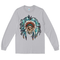 Moon Dust indian headdress with native american skull Long Sleeve Tee - RanaPortraitStore