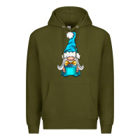 Army Green winter gnome with gift Premium Hoodie - NancyCooperArtShop