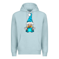 Blue Mist winter gnome with gift Premium Hoodie - NancyCooperArtShop
