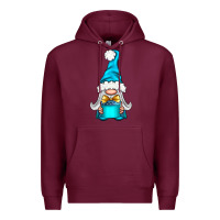 Burgundy winter gnome with gift Premium Hoodie - NancyCooperArtShop